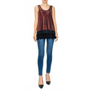 NEW ORIGAMI women's sparkly tank top in red